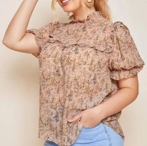 Shein fluffy ditsy top